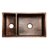 Alternative View of Premier Copper Products 33" Copper Kitchen Sink, 25/75 Double Bowl, Oil Rubbed Bronze, K25DB33199