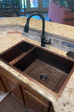 Installation Image of Premier Copper Products 33" Copper Kitchen Sink, 25/75 Double Bowl, Oil Rubbed Bronze, K25DB33199