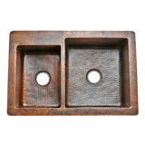 Alternative View of Premier Copper Products 33" Copper Kitchen Sink, 40/60 Double Bowl, Oil Rubbed Bronze, K40DB33229