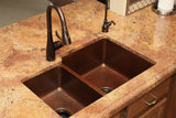 Installation Image of Premier Copper Products 33" Copper Kitchen Sink, 40/60 Double Bowl, Oil Rubbed Bronze, K40DB33229