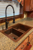 Installation Image of Premier Copper Products 33" Copper Kitchen Sink, 40/60 Double Bowl, Oil Rubbed Bronze, K40DB33229