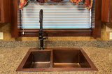 Installation Image of Premier Copper Products 33" Copper Kitchen Sink, 40/60 Double Bowl, Oil Rubbed Bronze, K40DB33229