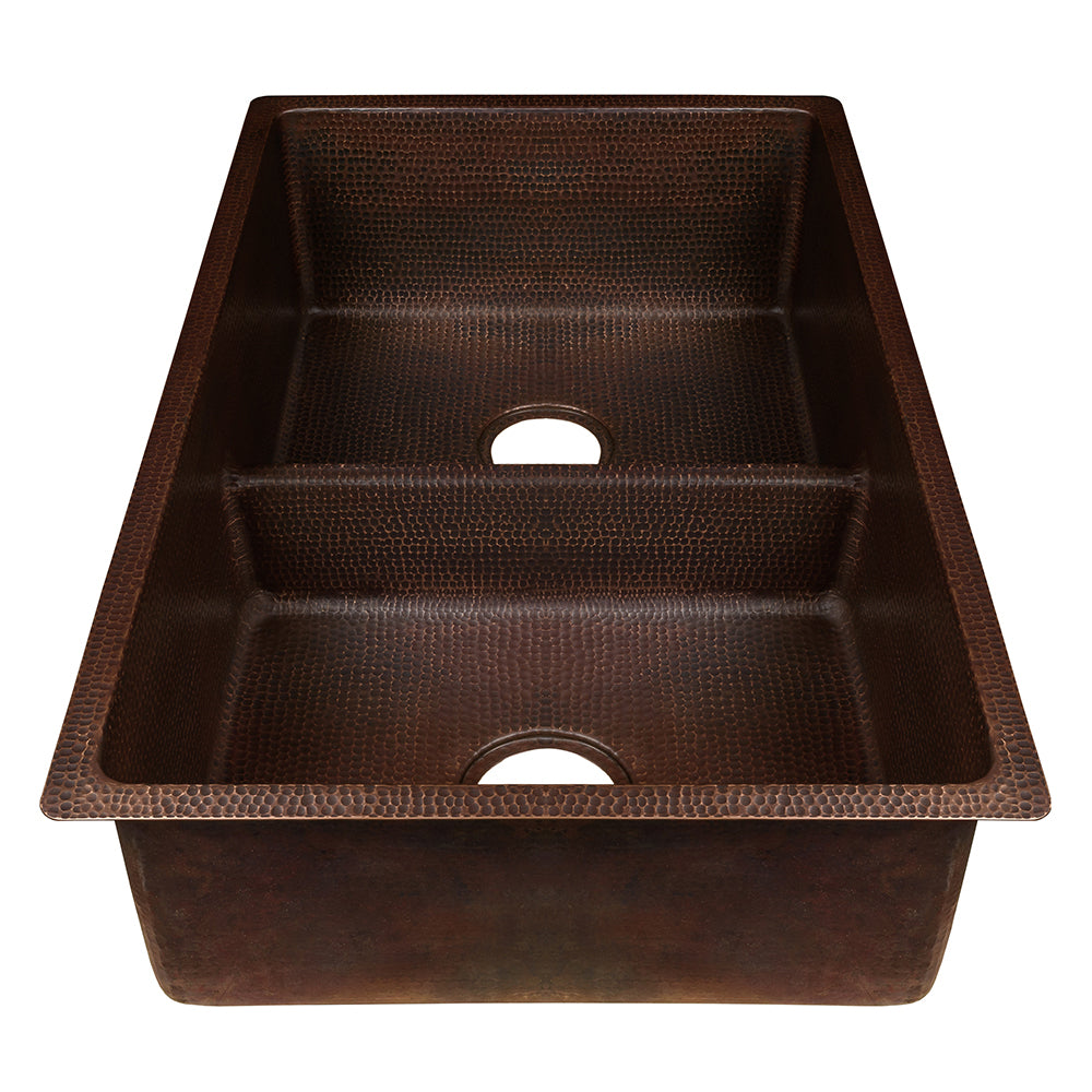 Alternative View of Premier Copper Products 33" Copper Kitchen Sink, 50/50 Double Bowl, Oil Rubbed Bronze, K50DB33199-SD5