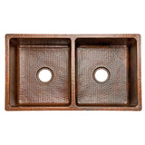 Alternative View of Premier Copper Products 33" Copper Kitchen Sink, 50/50 Double Bowl, Oil Rubbed Bronze, K50DB33199