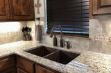 Installation Image of Premier Copper Products 33" Copper Kitchen Sink, 50/50 Double Bowl, Oil Rubbed Bronze, K50DB33199