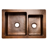 Alternative View of Premier Copper Products 33" Copper Kitchen Sink, 60/40 Double Bowl, Oil Rubbed Bronze, K60DB33229