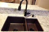 Installation Image of Premier Copper Products 33" Copper Kitchen Sink, 60/40 Double Bowl, Oil Rubbed Bronze, K60DB33229