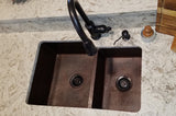 Installation Image of Premier Copper Products 33" Copper Kitchen Sink, 60/40 Double Bowl, Oil Rubbed Bronze, K60DB33229