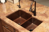 Installation Image of Premier Copper Products 33" Copper Kitchen Sink, 60/40 Double Bowl, Oil Rubbed Bronze, K60DB33229