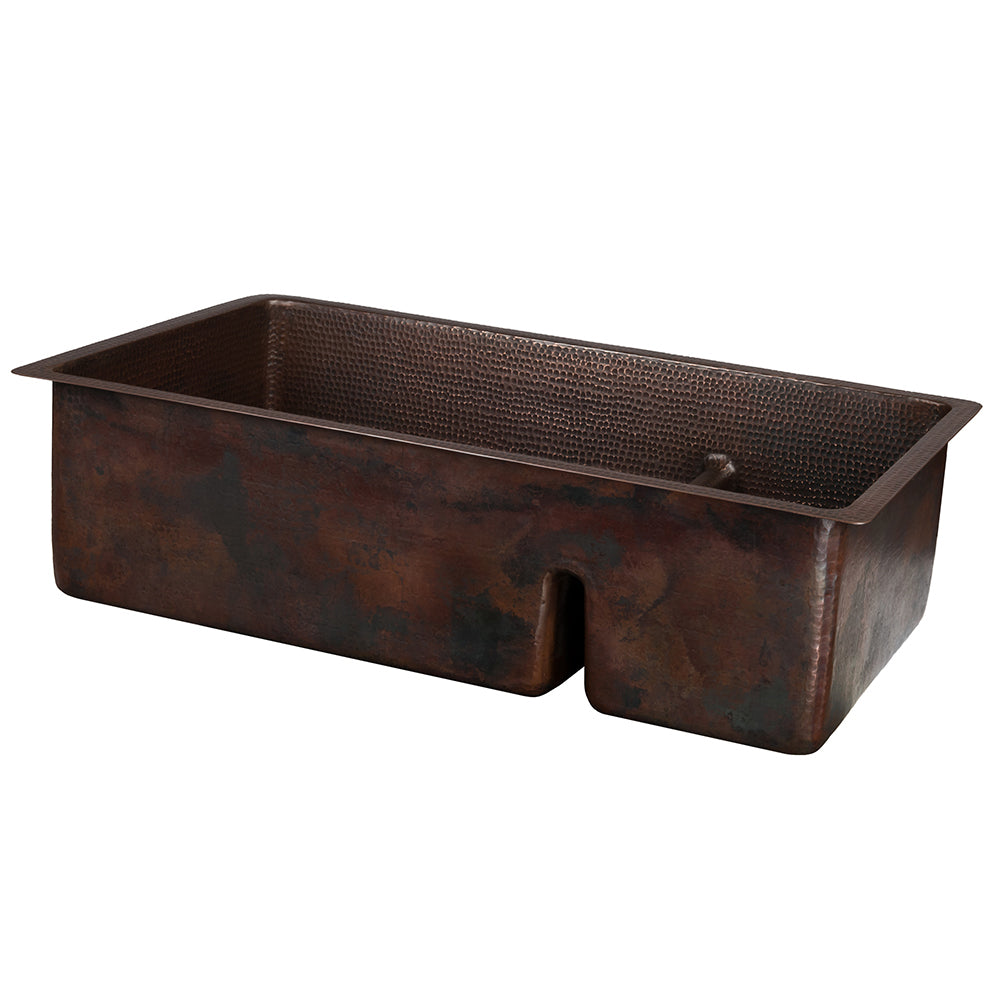 Main Image of Premier Copper Products 33" Copper Kitchen Sink, 70/30 Double Bowl, Oil Rubbed Bronze, K70DB33199-SD5