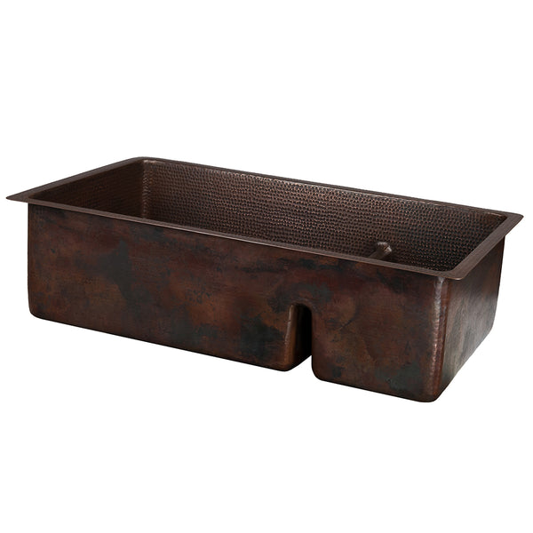 Main Image of Premier Copper Products 33" Copper Kitchen Sink, 70/30 Double Bowl, Oil Rubbed Bronze, K70DB33199-SD5