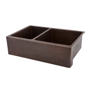 Alternate Image for Premier Copper Products 33" Copper Farmhouse Sink, 40/60 Double Bowl, Oil Rubbed Bronze, KA40DB33229
