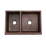 Alternative View of Premier Copper Products 33" Copper Farmhouse Sink, 40/60 Double Bowl, Oil Rubbed Bronze, KA40DB33229