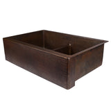 Main Image of Premier Copper Products 33" Copper Farmhouse Sink, 50/50 Double Bowl, Oil Rubbed Bronze, KA50DB33229-SD5