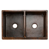 Alternative View of Premier Copper Products 33" Copper Farmhouse Sink, 50/50 Double Bowl, Oil Rubbed Bronze, KA50DB33229BS