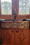 Installation Image of Premier Copper Products 33" Copper Farmhouse Sink, 50/50 Double Bowl, Oil Rubbed Bronze and Nickel, KA50DB33229S-NB