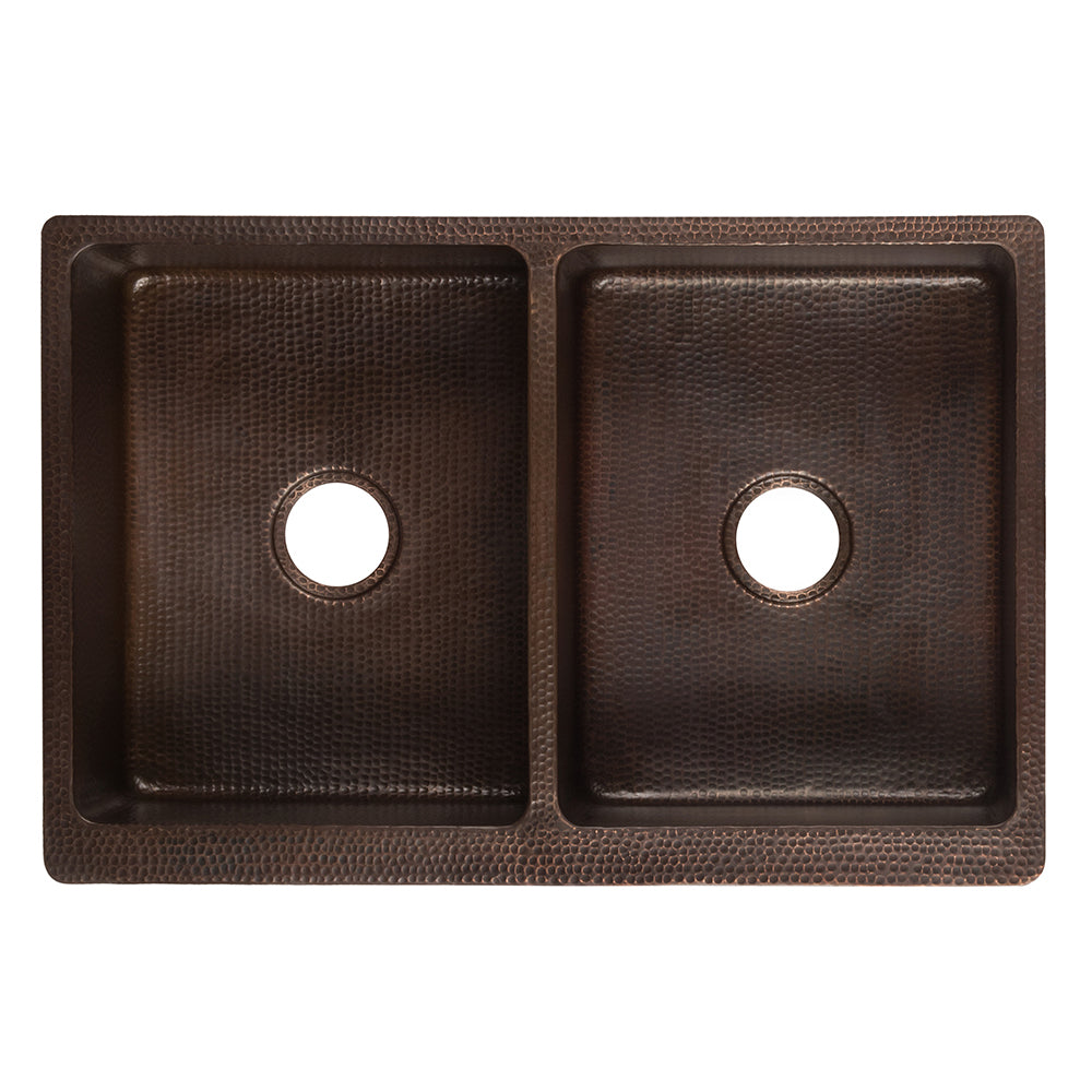Alternative View of Premier Copper Products 33" Copper Farmhouse Sink, 50/50 Double Bowl, Oil Rubbed Bronze, KA50DB33229S