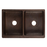 Alternative View of Premier Copper Products 33" Copper Farmhouse Sink, 50/50 Double Bowl, Oil Rubbed Bronze, KA50DB33229S