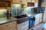 Installation Image of Premier Copper Products 33" Copper Farmhouse Sink, 50/50 Double Bowl, Oil Rubbed Bronze, KA50DB33229