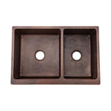 Alternative View of Premier Copper Products 33" Copper Farmhouse Sink, 60/40 Double Bowl, Oil Rubbed Bronze, KA60DB33229