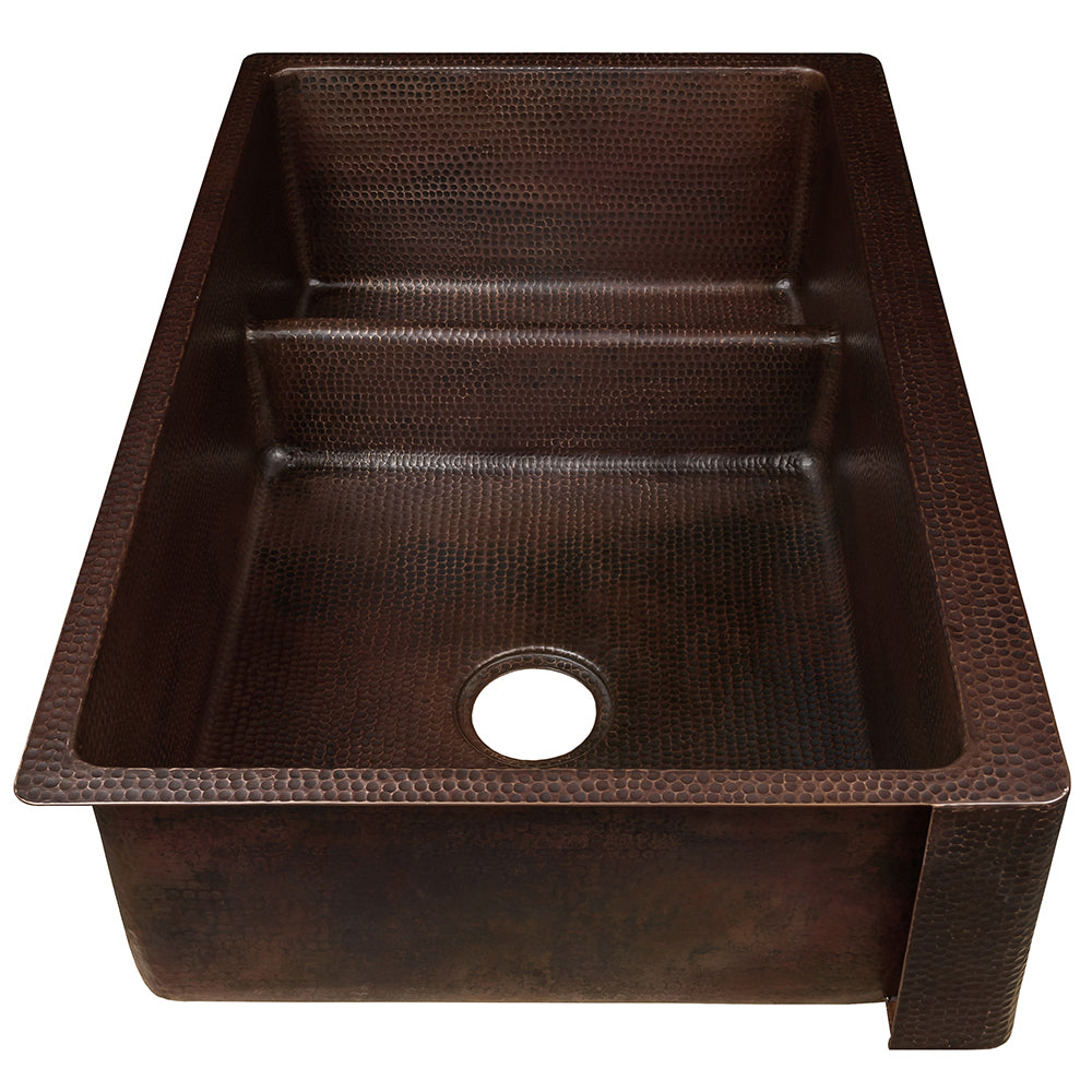 Alternative View of Premier Copper Products 33" Copper Farmhouse Sink, 70/30 Double Bowl, Oil Rubbed Bronze, KA70DB33229-SD5