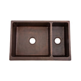 Alternative View of Premier Copper Products 33" Copper Farmhouse Sink, 75/25 Double Bowl, Oil Rubbed Bronze, KA75DB33229