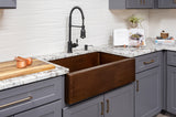 Installation Image of Premier Copper Products 33" Copper Farmhouse Sink, Antique Copper, KASB33229