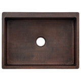 Premier Copper Products 30" Hammered Copper Farmhouse Sink, Glazed Black, 14 Gauge, KASBLK30229