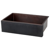 Premier Copper Products 33" Hammered Copper Farmhouse Sink, Glazed Black, 14 Gauge, KASBLK33229