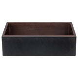 Premier Copper Products 33" Hammered Copper Farmhouse Sink, Glazed Black, 14 Gauge, KASBLK33229