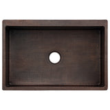 Premier Copper Products 33" Hammered Copper Farmhouse Sink, Glazed Black, 14 Gauge, KASBLK33229