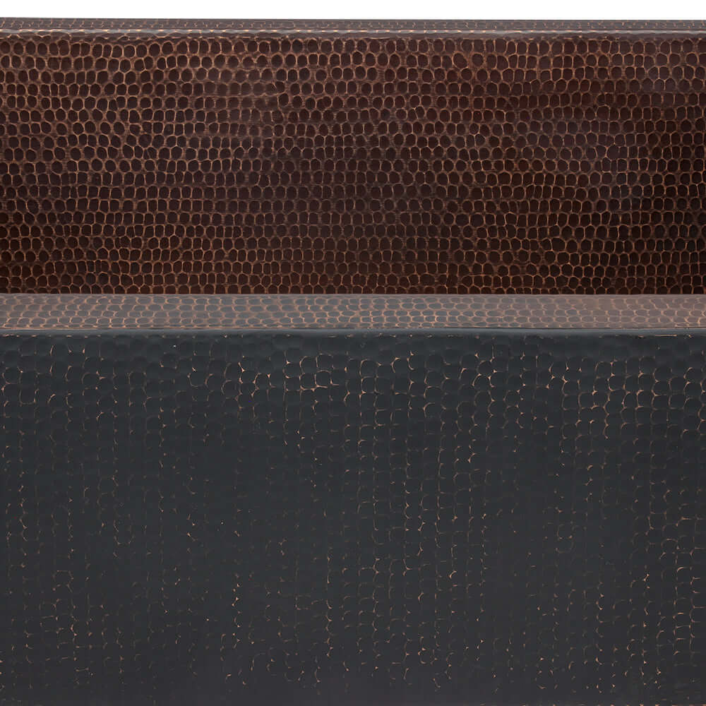 Premier Copper Products 33" Hammered Copper Farmhouse Sink, Glazed Black, 14 Gauge, KASBLK33229