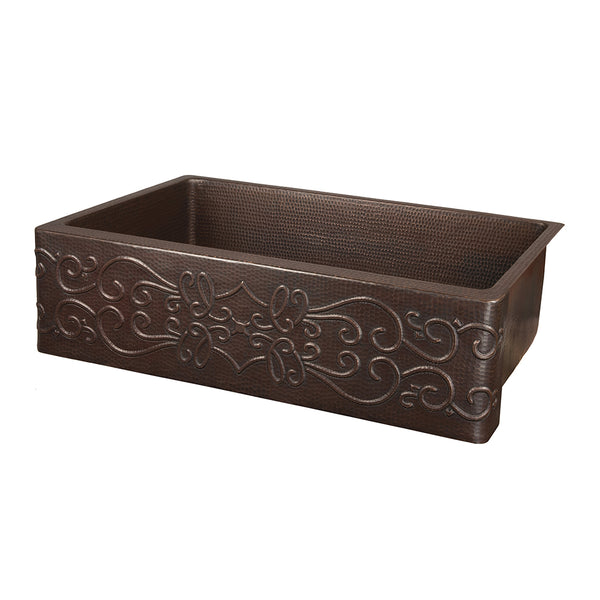 Main Image of Premier Copper Products 30" Copper Farmhouse Sink, Oil Rubbed Bronze, KASDB30229S