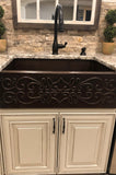 Installation Image of Premier Copper Products 30" Copper Farmhouse Sink, Oil Rubbed Bronze, KASDB30229S