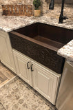 Installation Image of Premier Copper Products 30" Copper Farmhouse Sink, Oil Rubbed Bronze, KASDB30229S