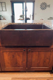 Installation Image of Premier Copper Products 30" Copper Farmhouse Sink, Oil Rubbed Bronze, KASDB30229