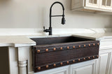 Installation Image of Premier Copper Products 33" Copper Farmhouse Sink, Oil Rubbed Bronze, KASDB33229BS