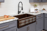 Installation Image of Premier Copper Products 33" Copper Farmhouse Sink, Oil Rubbed Bronze and Nickel, KASDB33229F-NB