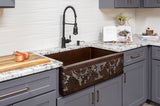 Installation Image of Premier Copper Products 33" Copper Farmhouse Sink, Oil Rubbed Bronze and Nickel, KASDB33229G-NB