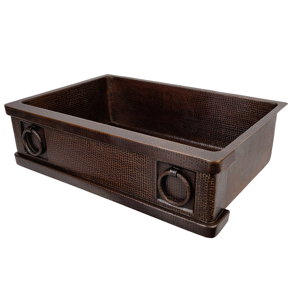 Main Image of Premier Copper Products 33" Copper Farmhouse Sink, Oil Rubbed Bronze, KASDB33229R