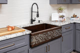 Installation Image of Premier Copper Products 33" Copper Farmhouse Sink, Oil Rubbed Bronze and Nickel, KASDB33229S-NB