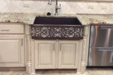 Installation Image of Premier Copper Products 33" Copper Farmhouse Sink, Oil Rubbed Bronze and Nickel, KASDB33229S-NB