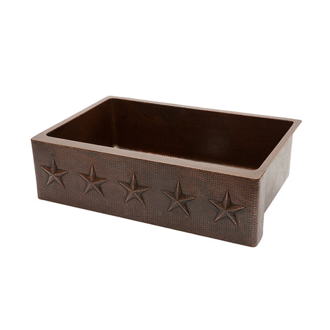 Main Image of Premier Copper Products 33" Copper Farmhouse Sink, Oil Rubbed Bronze, KASDB33229ST