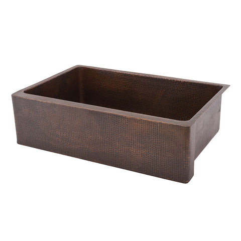 Main Image of Premier Copper Products 33" Copper Farmhouse Sink, Oil Rubbed Bronze, KASDB33229