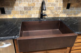 Installation Image of Premier Copper Products 33" Copper Farmhouse Sink, Oil Rubbed Bronze, KASDB33229