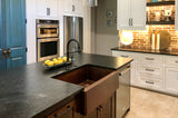 Installation Image of Premier Copper Products 33" Copper Farmhouse Sink, Oil Rubbed Bronze, KASDB33229