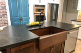 Installation Image of Premier Copper Products 33" Copper Farmhouse Sink, Oil Rubbed Bronze, KASDB33229