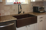 Installation Image of Premier Copper Products 33" Copper Farmhouse Sink, Oil Rubbed Bronze, KASDB33229