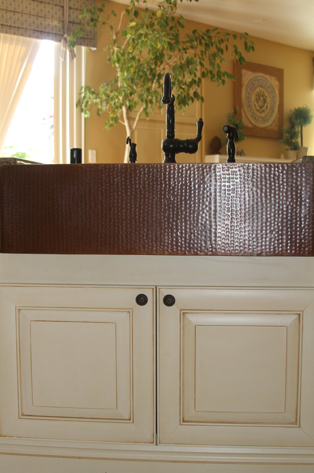 Installation Image of Premier Copper Products 33" Copper Farmhouse Sink, Oil Rubbed Bronze, KASDB33229
