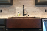 Installation Image of Premier Copper Products 33" Copper Farmhouse Sink, Oil Rubbed Bronze, KASDB33229